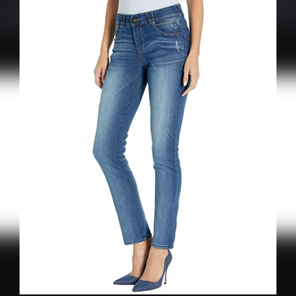 Democracy Distressed Straight-Leg Jeans Size 12